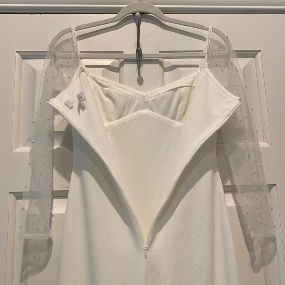 Lulu's Eternally Beloved Mesh Off-the-Shoulder Pearl Maxi Dress - Picture 10 of 16